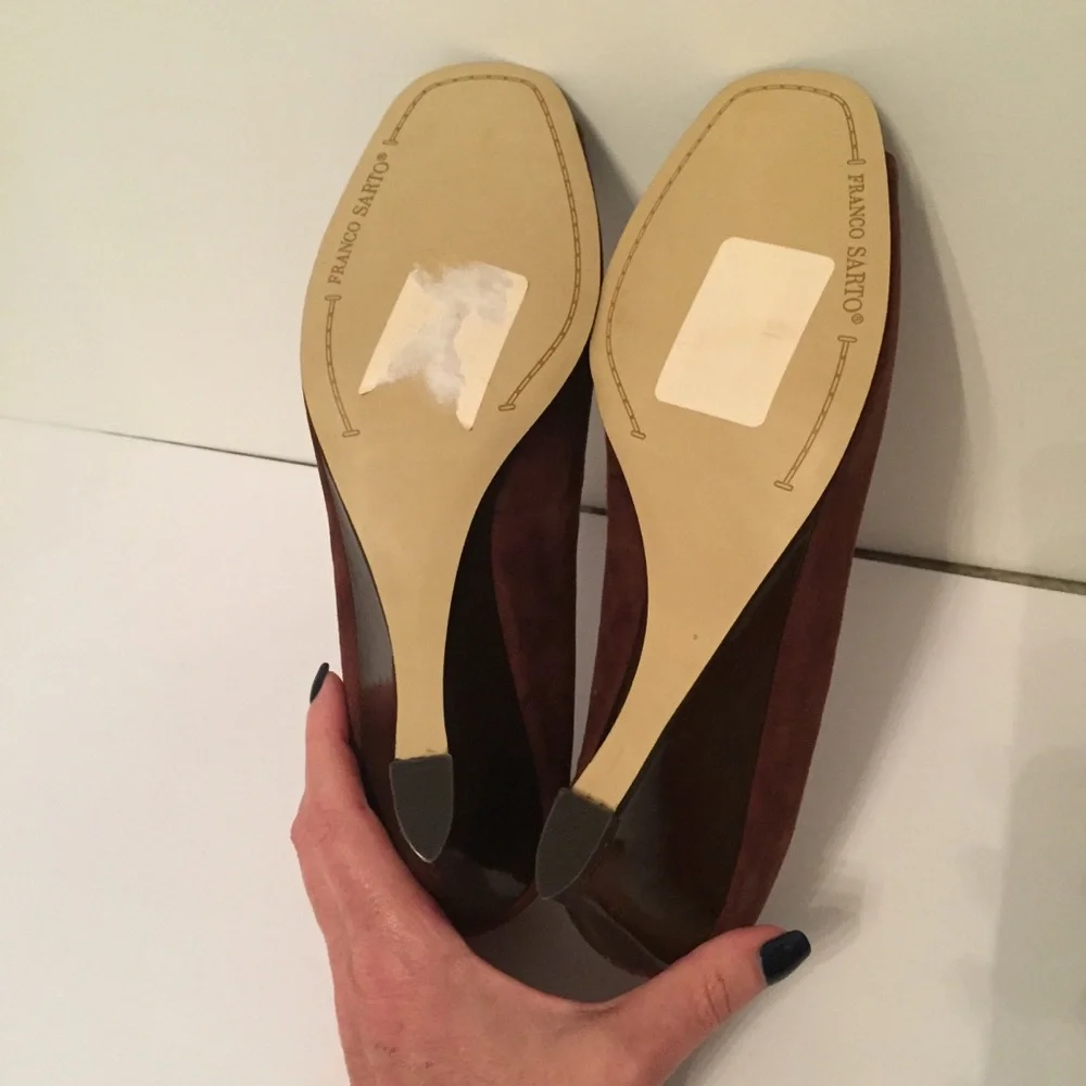 FRANCO SARTO NEW SHOES WEDGE BROWN SUEDE LEATHER Size 7.5